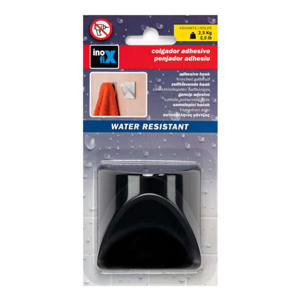 COLGADOR RESISTENTE AL AGUA "CINTA" NEGRO MATE 2190-3 INOFIX - Imagen 2