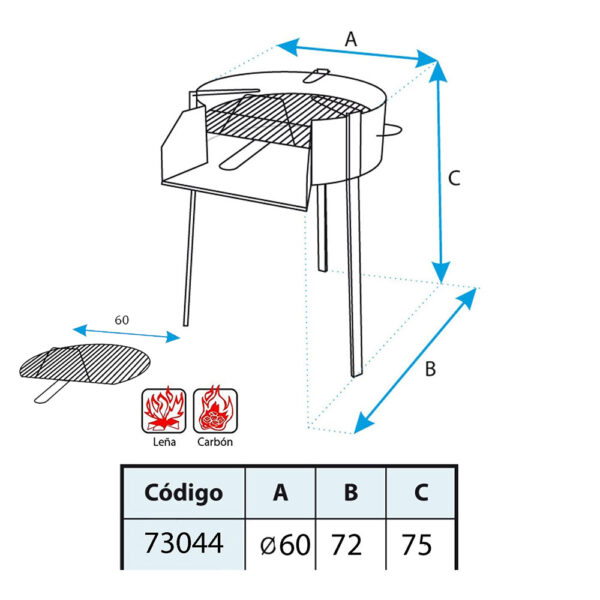 BARBACOA REDONDA CON SOPORTE PARA PAELLA Ø60cm IMEX EL ZORRO - Imagen 2