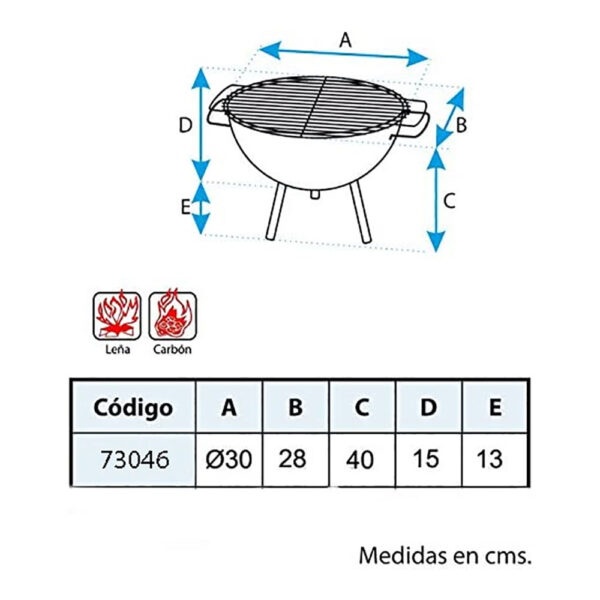 BARBACOA DE SOBREMESA REDONDA CON PARRILLA ZINCADA Ø30x28cm IMEX EL ZORRO - Imagen 2