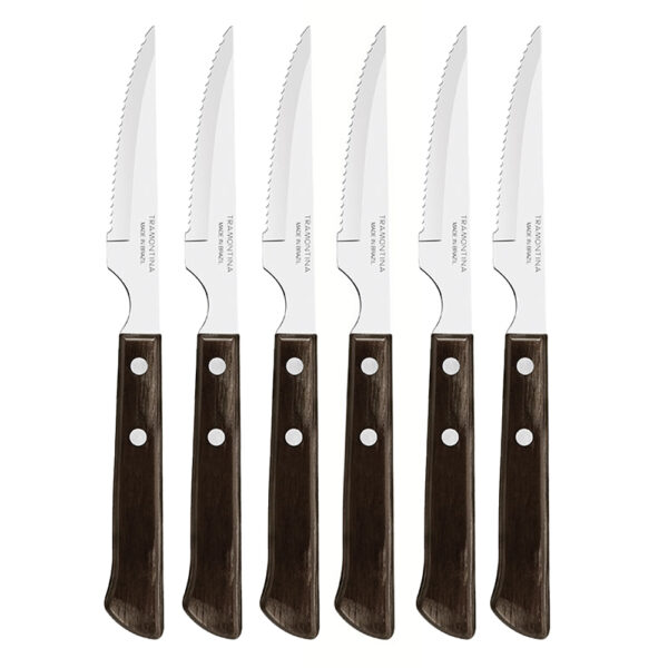 JUEGO DE CUCHILLOS DE ASADO 6 PIEZAS POLYWOOD CASTAÑO 10,16cm TRAMONTINA