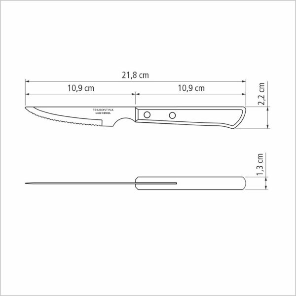 JUEGO DE CUCHILLOS DE ASADO 6 PIEZAS POLYWOOD CASTAÑO 10,16cm TRAMONTINA - Imagen 4