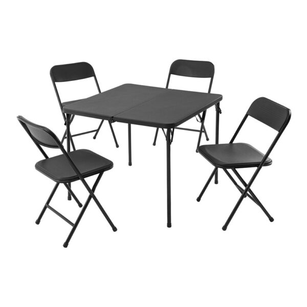 SET DE MESA Y 4 SILLAS PLEGABLES NEGRAS 86x86x71cm