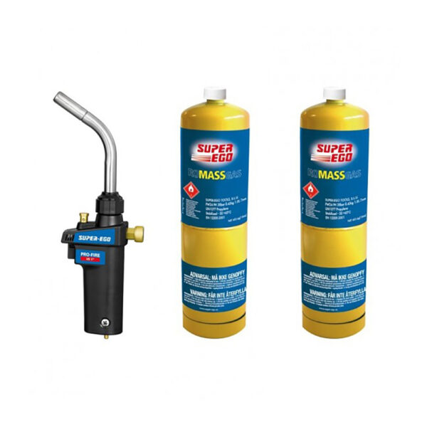 KIT SOPLETE PRO-FIRE + 2 BOTELLAS DE GAS MAPP ROSCA 1" 1500002772 SUPER EGO