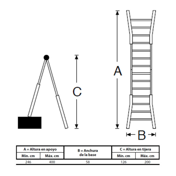 ESCALERA TELESCOPICA DE ACERO 4+4 EDM - Imagen 2