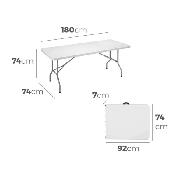 MESA PLEGABLE 180x74x74cm TUBO Ø22x1.0mm - Imagen 3