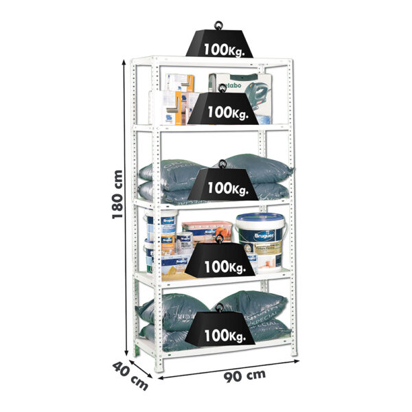 KIT ESTANTERÍA METÁLICA COMFORT 5/400 BLANCO SIMON RACK - Imagen 3