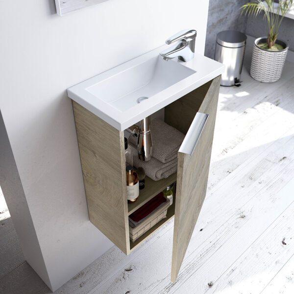 MUEBLE 40 1 PUERTA+ ESPEJO + LAVABO COMPACT - Imagen 5