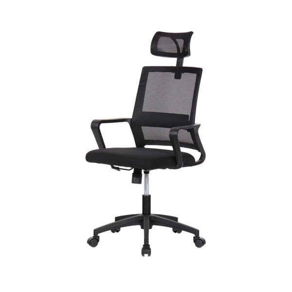 SILLA DE OFICINA ERGONÓMICA NEGRA CON RESPALDO EN MALLA DE NYLON EDM - Imagen 4