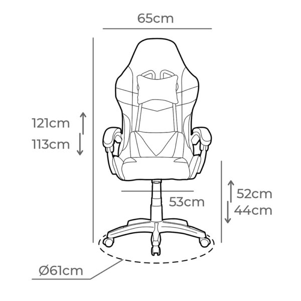 SILLA GAMING ERGONÓMICA NEGRA Y BLANCA - Imagen 8