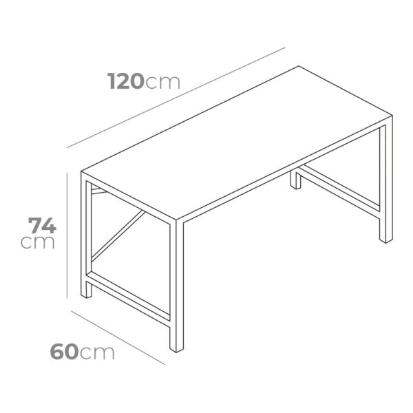 ESCRITORIO DE MADERA 120x60x74 cm EDM - Imagen 2