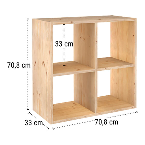 ESTANTERIA MODULAR CON 2X2 CUBOS DINAMIC PINO MACIZO 70,8x70,8x33cm ASTIGARRAGA - Imagen 4