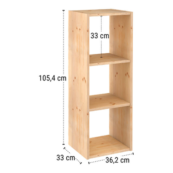 ESTANTERIA MODULAR 3 CUBOS DINAMIC PINO MACIZO 107x36,2x34cm ASTIGARRAGA - Imagen 4