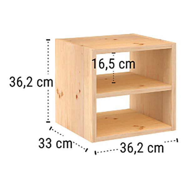 ESTANTERIA MODULAR 1 CUBOS + BALDA INTERMEDIA DINAMIC PINO MACIZO 36,2x33x36,2cm ASTIGARRAGA - Imagen 2