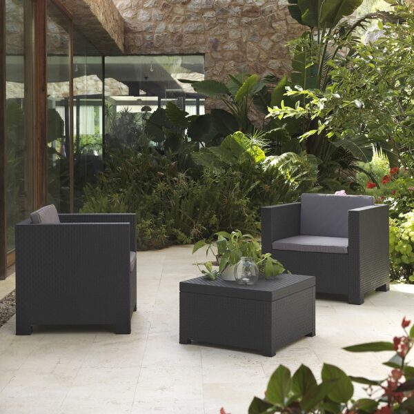 CONJUNTO DE JARDIN/TERRAZA DE 2 SILLONES+1 MESA. DIVA TETE GRAFIT SP BERNER - Imagen 2