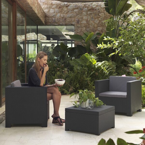 CONJUNTO DE JARDIN/TERRAZA DE 2 SILLONES+1 MESA. DIVA TETE GRAFIT SP BERNER - Imagen 3