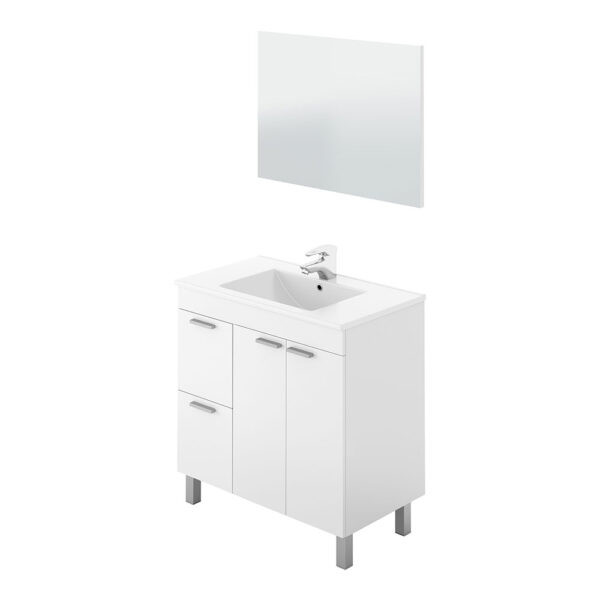 MUEBLE LAVABO 80 2 PUERTAS + 2 CAJONES + ESPEJO AKTIVA - Imagen 2