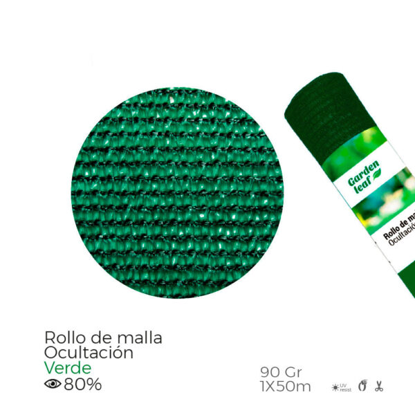 ROLLO DE MALLA DE OCULTACIÓN COLOR VERDE 90g 1x50m