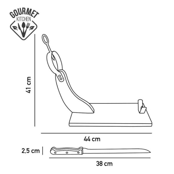 JAMONERO PREMIUM MADERA DE PINO CON CUCHILLO INCLUIDO GOURMET KITCHEN - Imagen 2