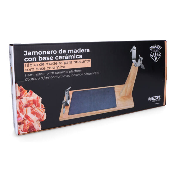 JAMONERO TOP LINE MADERA DE CAUCHO CON BASE CERAMICA EDM - Imagen 3