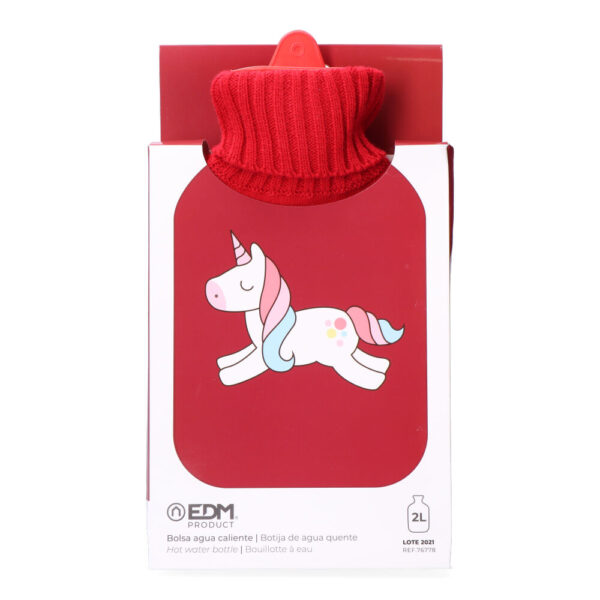 BOLSA DE AGUA CALIENTE. MODELO ROJA UNICORNIO 2 L - Imagen 2