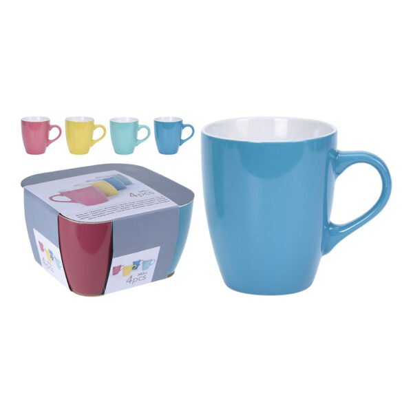 SET DE 4 TAZAS DE CAFE 34CL COLORES SURTIDOS