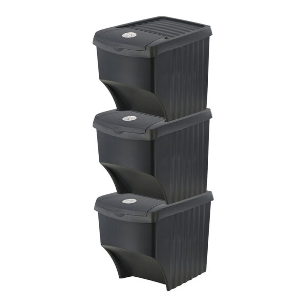 SISTEMA DE 3 CUBOS DE 22 LITROS RECICLAJE APILABLES 392x293x456mm