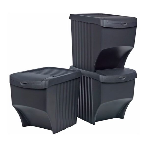 SISTEMA DE 3 CUBOS DE 22 LITROS RECICLAJE APILABLES 392x293x456mm - Imagen 2