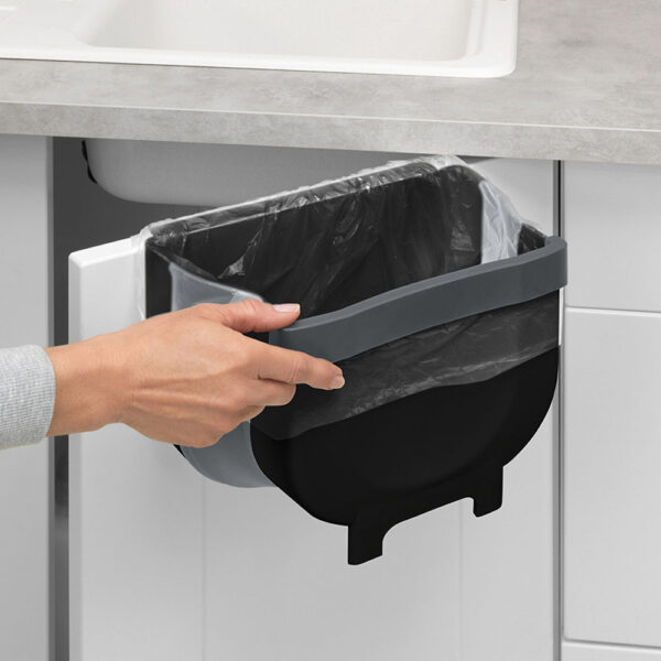 CUBO DE BASURA PARA PUERTA DE AMARIO PLEGABLE FAGO, 5 l 55028100 WENKO. - Imagen 6