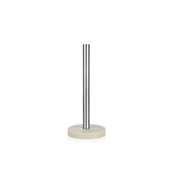 PORTARROLLO, INOX CON BASE DE RESINA BEIGE, Ø 13,5 x 33 cm