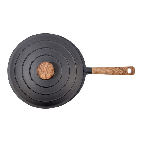 WOK ALUMINIO FUNDIDO C/TAPA. MANGO COLOR  MADERA 30cm NATURE OROLEY - Imagen 4