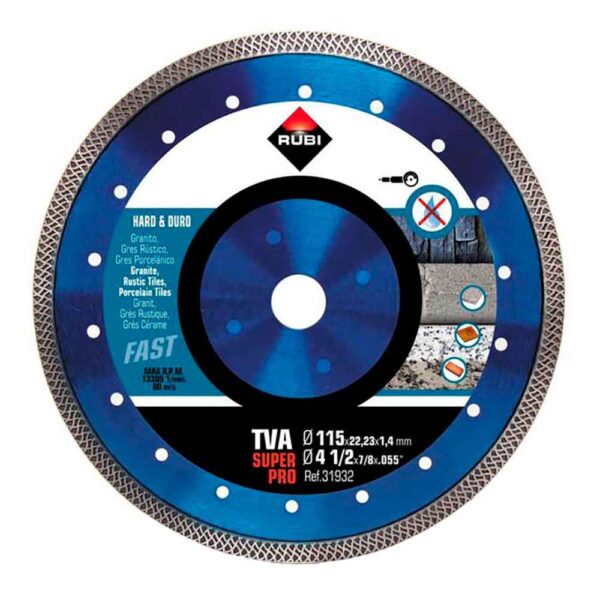 DISCO DIAMANTADO TVA Ø115mm SUPERPRO 31932 RUBI