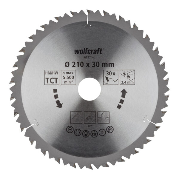 DISCO DE SIERRA CIRCULAR CT, 30 DIENTES Ø210mm 6737000 WOLFCRAFT