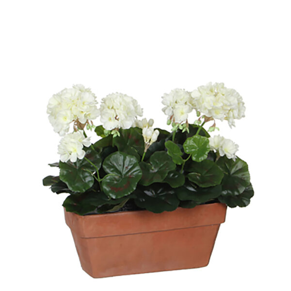 GERANIO PVC BLANCO EN JARDINERA PARA BALCON 29x13x40cm