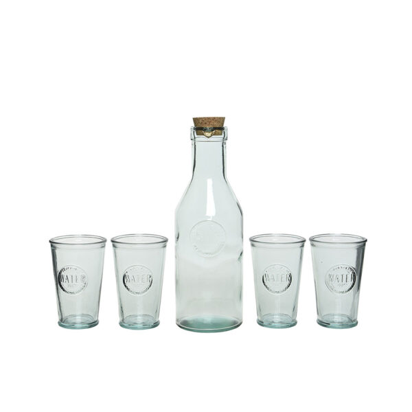 SET DE BOTELLA Y 4 VASOS 100% RECICLADOS 825593