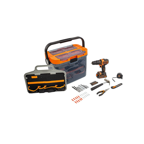 BRICO KIT CON TALADRO PERCUTOR 18V Y ACCESORIOS BCKSB05-QW BLACK+DECKER - Imagen 2