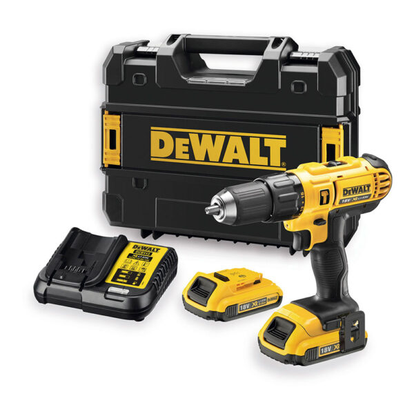 TALADRO PERCUTOR XR 18V 13mm 2 BATERIAS Y MALETIN DCD776D2T-QW DEWALT