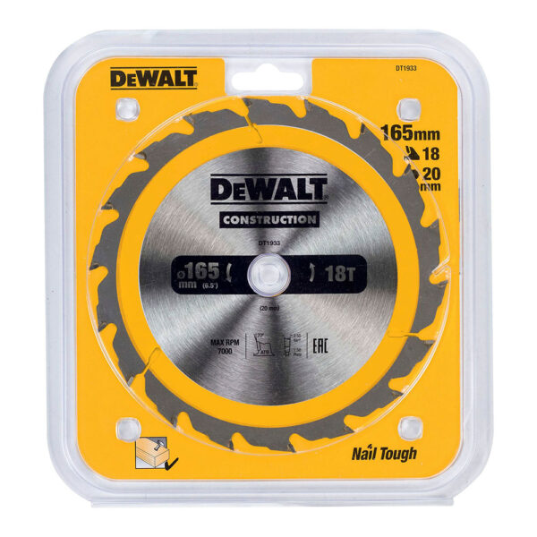 DISCO CORTE Ø165x20mm 18T (AC) DT1933-QZ DEWALT - Imagen 2