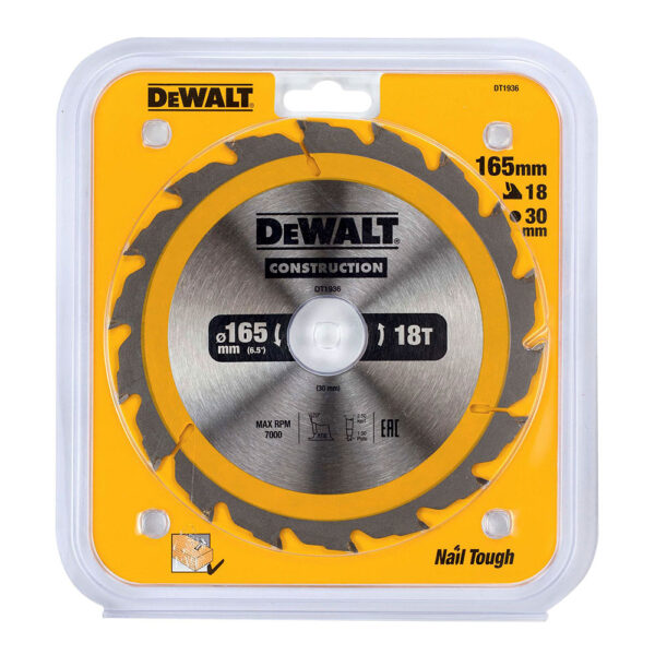 DISCO CORTE Ø165x30mm 18T (AC) DT1936-QZ DEWALT - Imagen 2