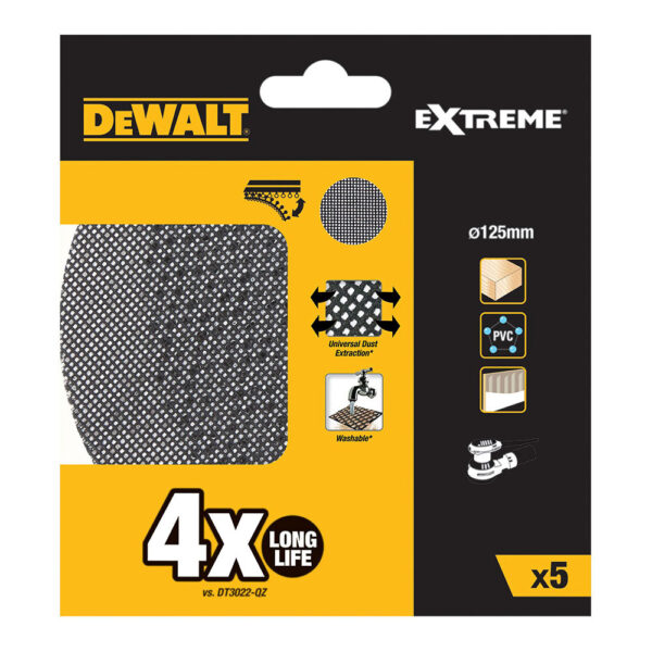 PACK 5 LIJAS DE MALLA Ø125mm GRANO 60 PARA LIJADORAS ROTOORBITALES DTM8560-QZ DEWALT