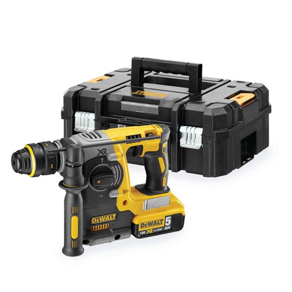 MARTILLO ELECTRONEUMÁTICO SIN ESCOBILLAS  XR 18V SDS PLUS® 2,1J CON 2 BATERÍAS LI-ION 5AH CON MALETÍN TSTAK II   DCH273P2T-QW DEWALT