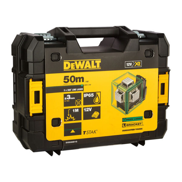 NIVEL LÁSER AUTONIVELANTE VERDE DE 3 LÍNEAS 360° XR 12V CON BATERÍA LI-ION 2AH DCE089D1G-QW DEWALT - Imagen 5