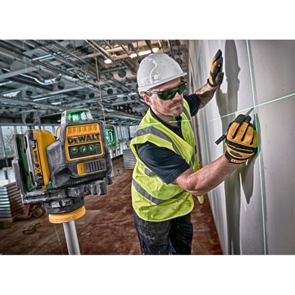 NIVEL LÁSER AUTONIVELANTE VERDE DE 3 LÍNEAS 360° XR 12V CON BATERÍA LI-ION 2AH DCE089D1G-QW DEWALT - Imagen 7