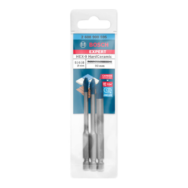 SET DE 3 BROCAS EXPERT HEX-9 HARDCERAMIC MEDIDAS: 5, 6, 8mm 2608900595 BOSCH - Imagen 2