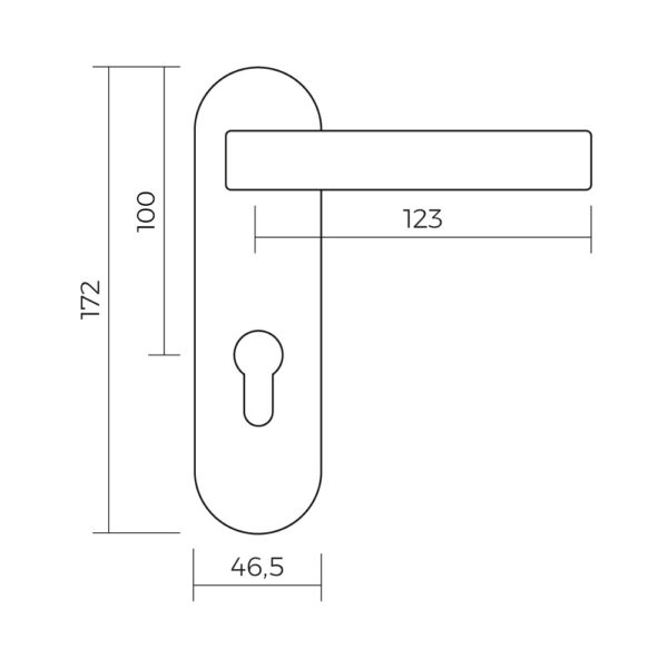 MANILLA DE NYLON PARA PUERTAS CORTAFUEGOS 172x46.5mm - Imagen 2