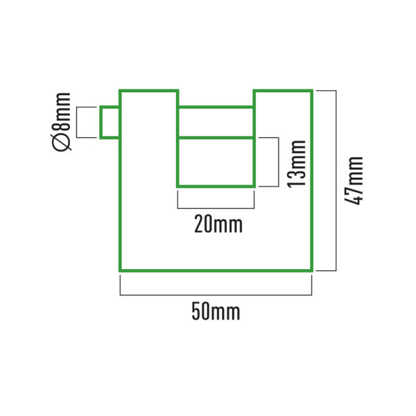 CANDADO DE LATÓN REFORZADO DE SEGURIDAD 50 x 47 x 20 mm - Imagen 2