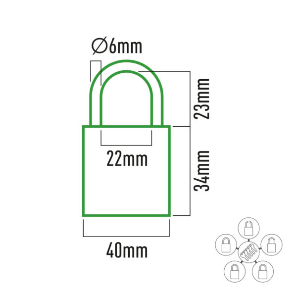 PACK 5 CANDADOS DE LATÓN ARCO NORMAL 5 LLAVES IGUALES 40 mm - Imagen 3