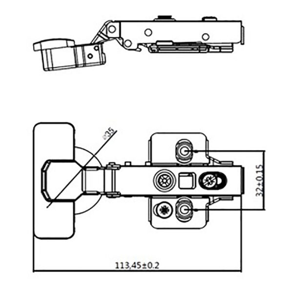 BLISTER BISAGRA CAZOLETA PISTON ACOD BC05 35mm ZN EDM - Imagen 3