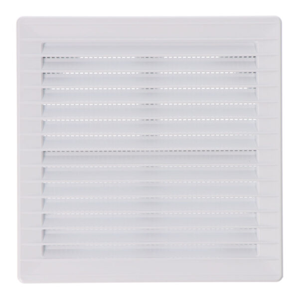 REJILLA VENTILACIÓN CUADRADA EMPOTRABLE AJUSTABLE Ø 80-150 CON MOSQUITERA 170x170x11,5mm ABS BLANCA