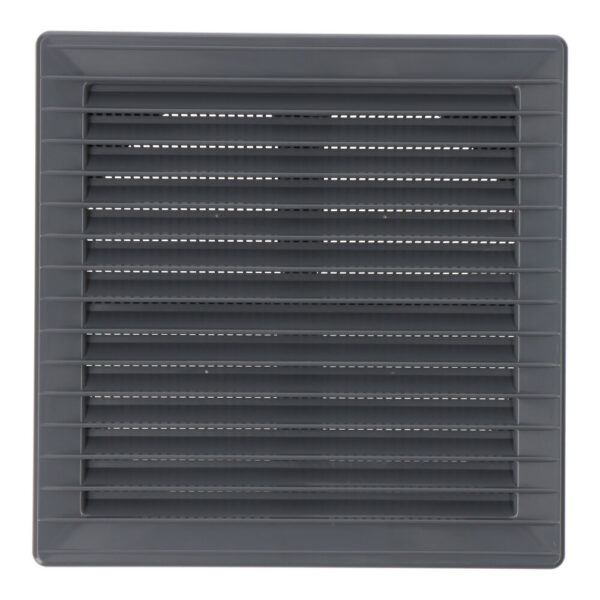 REJILLA VENTILACIÓN CUADRADA EMPOTRABLE AJUSTABLE Ø 80-150 CON MOSQUITERA 170x170x11,5mm ABS GRIS