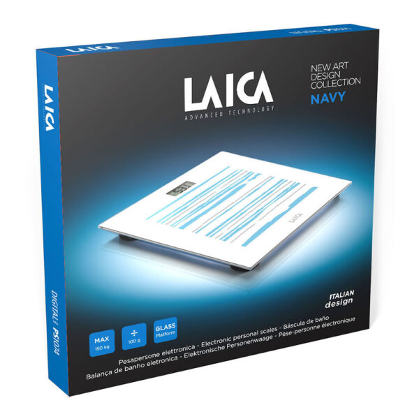 BÁSCULA ELECTRÓNICA DE BAÑO BLANCA CON RAYAS 150kg PS1074 LAICA - Imagen 3